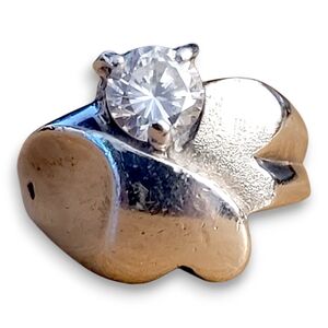 Silver Heart Solitaire Ring with Clear Stone